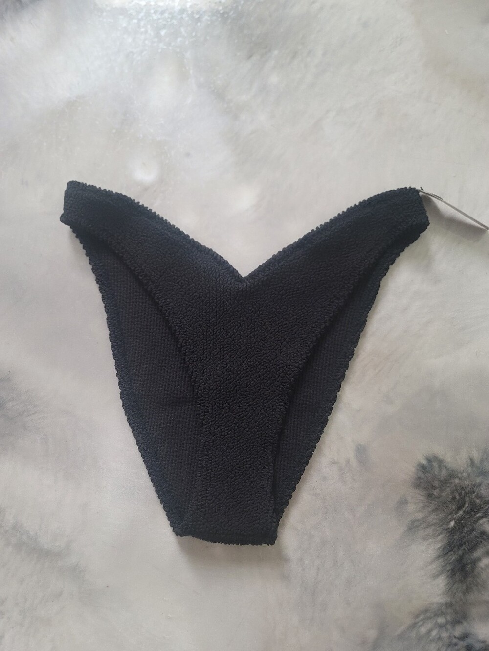 Victoria's Secret Black Textured High-Cut Bikini Bottoms